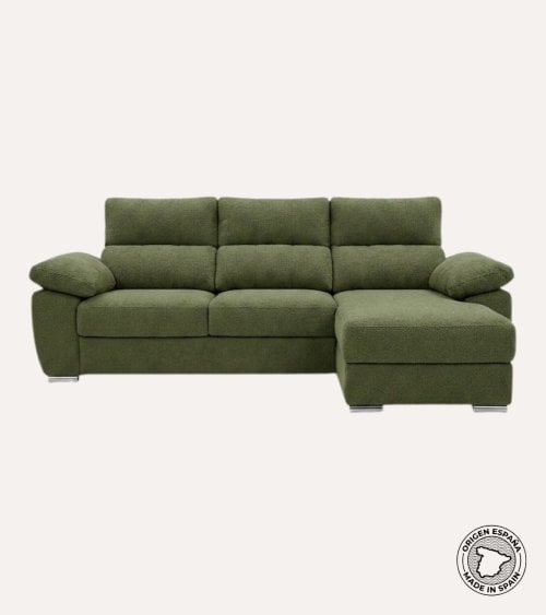 Sofá Chaise Longue Milo de 4 Plazas Tavira con Arcon de Madera de Pino