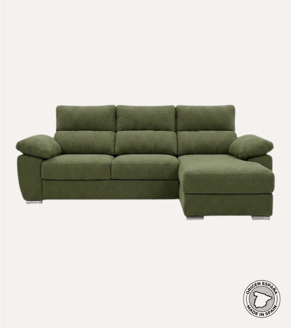 Sofá Chaise Longue Milo de 4 Plazas Tavira con Arcon de Madera de Pino