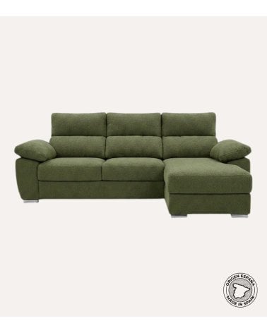 Sofá Chaise Longue Milo de 4 Plazas Tavira con Arcon de Madera de Pino
