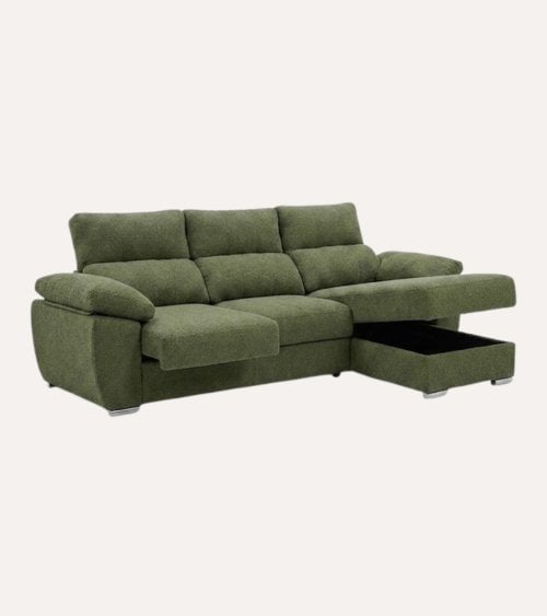 Sofá Chaise Longue Milo de 4 Plazas Tavira con Arcon de Madera de Pino