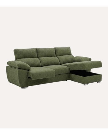 Sofá Chaise Longue Milo de 4 Plazas Tavira con Arcon de Madera de Pino