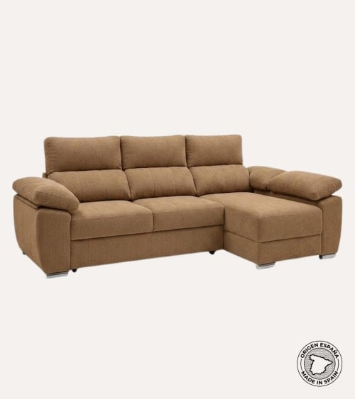 Sofá Chaise Longue Milo de 4 Plazas Kyoto con Arcon de Madera de Pino