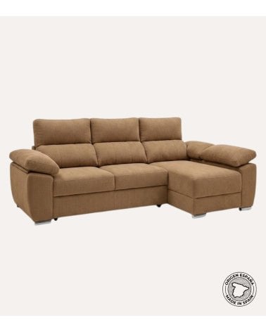 Sofá Chaise Longue Milo de 4 Plazas Kyoto con Arcon de Madera de Pino