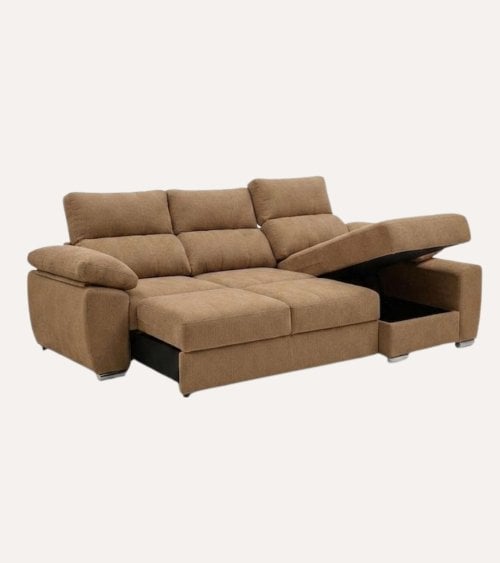 Sofá Chaise Longue Milo de 4 Plazas Kyoto con Arcon de Madera de Pino