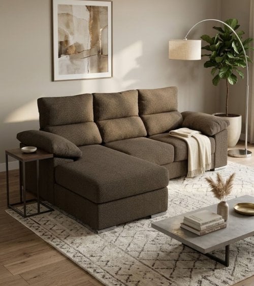 Sofá Chaise Longue Rever de 4 Plazas Kyoto de Madera de Pino