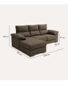 Sofá Chaise Longue Rever de 4 Plazas Kyoto de Madera de Pino