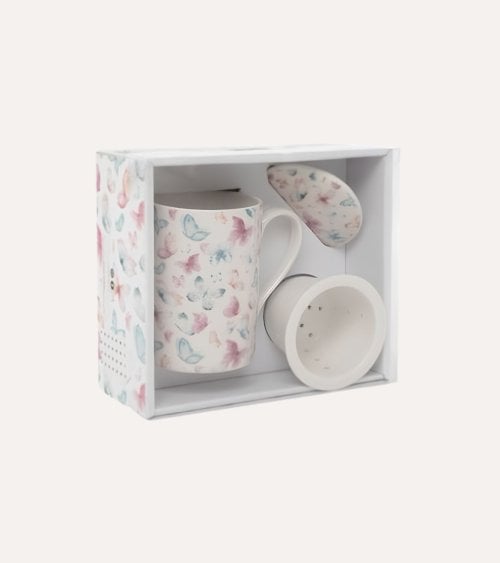 Set 3 Piezas para Té con Estampado de Mariposas