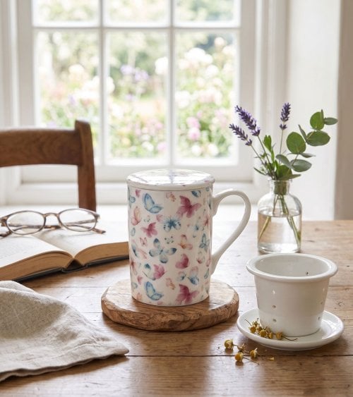 Set 3 Piezas para Té con Estampado de Mariposas