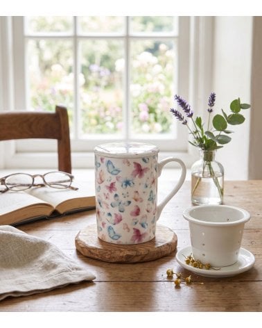 Set 3 Piezas para Té con Estampado de Mariposas