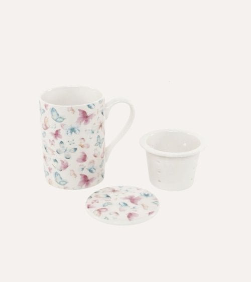 Set 3 Piezas para Té con Estampado de Mariposas