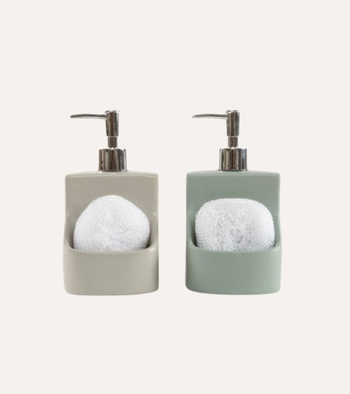 Dispensador de Jabón Nature Rectangular con Estropajo
