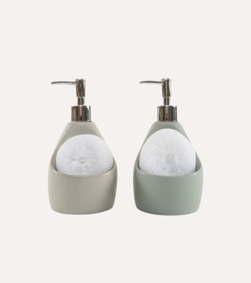Dispensador de Jabón Nature Ovalado con Estropajo