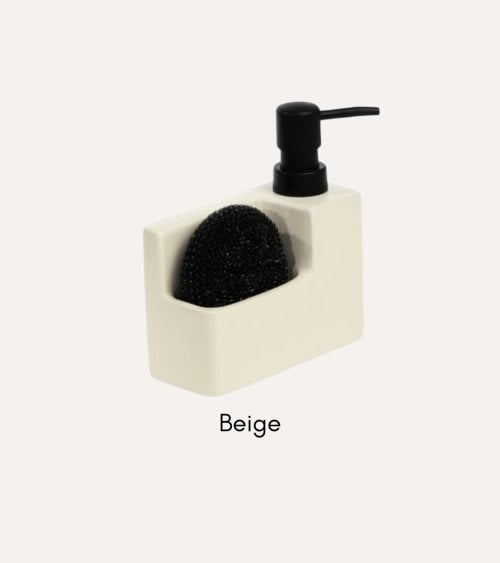 Dispensador de Jabón Nature Rectangular con Dosificador Mate y Estropajo