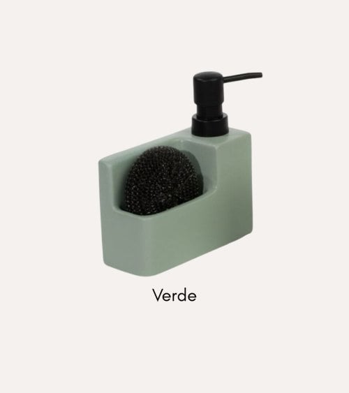 Dispensador de Jabón Nature Rectangular con Dosificador Mate y Estropajo