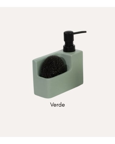 Dispensador de Jabón Nature Rectangular con Dosificador Mate y Estropajo