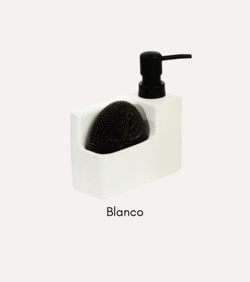 Dispensador de Jabón Nature Rectangular con Dosificador Mate y Estropajo
