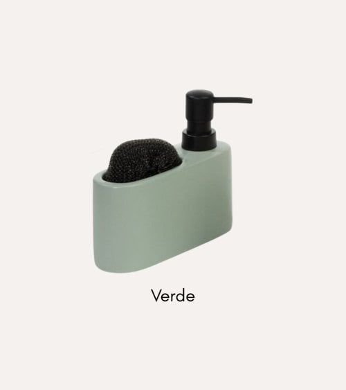 Dispensador de Jabón Nature Ovalado con Dosificador Mate y Estropajo