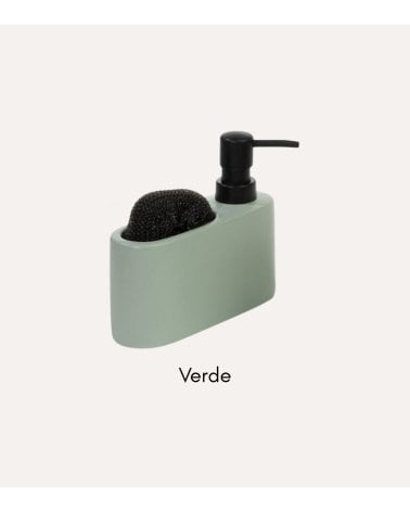 Dispensador de Jabón Nature Ovalado con Dosificador Mate y Estropajo