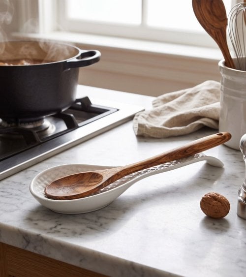Reposacucharas con Rombos de Porcelana
