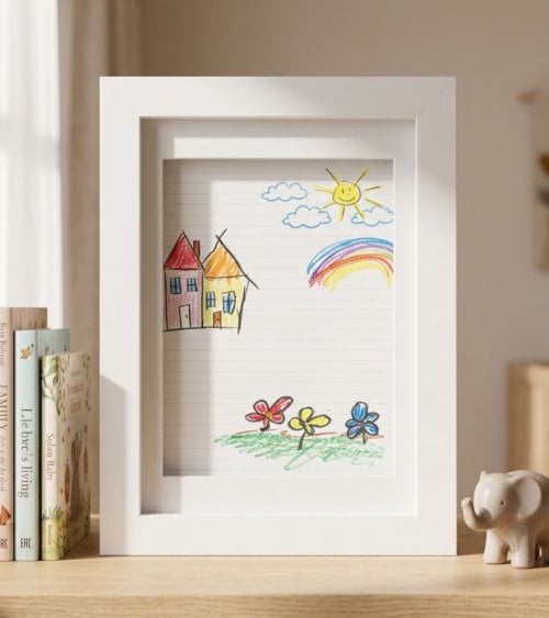 Marco para Guardar Pinturas Infantiles A4 de Madera y Corcho