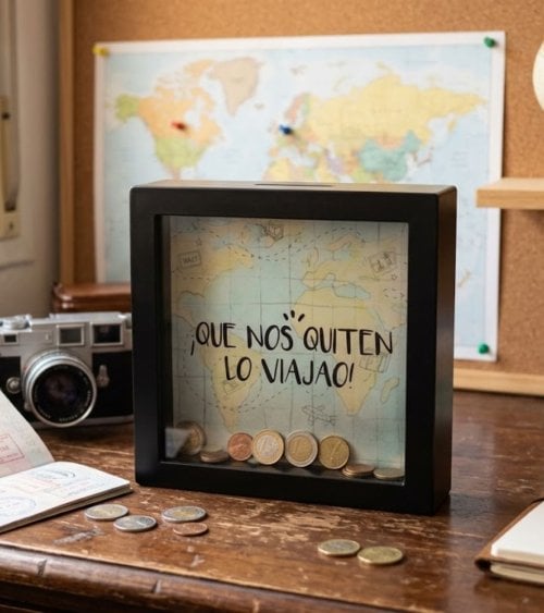 Hucha Marco de Ahorro para Viajes de Plástico