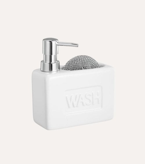 Dispensador de Jabón Wash de Cerámica con Estropajo