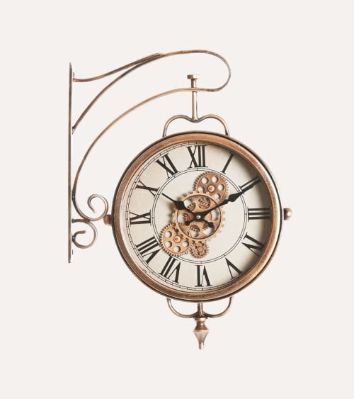 Reloj de Pared Giratorio Engranajes de Hierro y Cristal