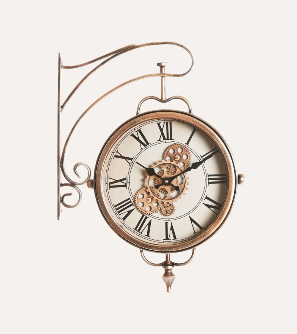 Reloj de Pared Giratorio Engranajes de Hierro y Cristal