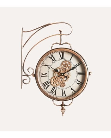 Reloj de Pared Giratorio Engranajes de Hierro y Cristal