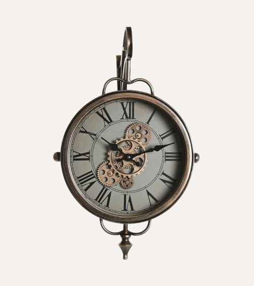 Reloj de Pared Giratorio Engranajes de Hierro y Cristal