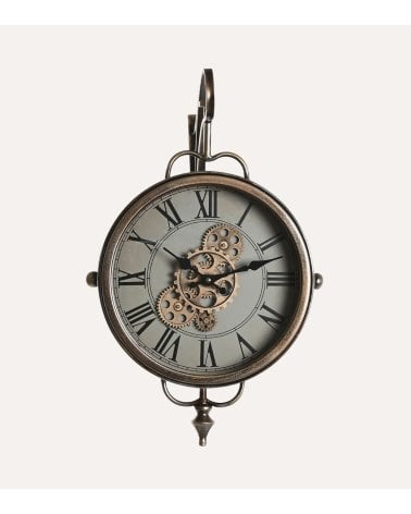 Reloj de Pared Giratorio Engranajes de Hierro y Cristal