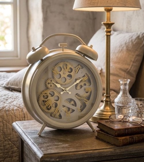 Reloj de Mesa Despertador Engranajes Janis de Acero