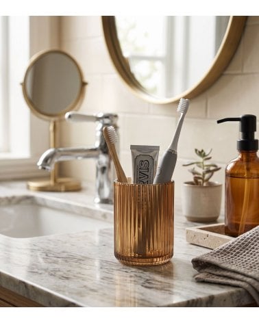 Vaso de Baño Ambar Bois y Terre Portacepillos de Cristal