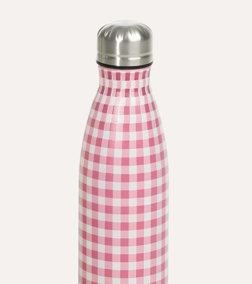 Botella Termo Estampado Vichy de Acero Inoxidable