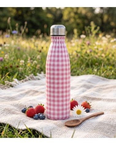 Botella Termo Estampado Vichy de Acero Inoxidable