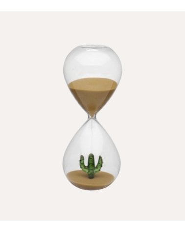 Reloj de Arena con Cactus en el Interior de Vidrio de Borosilicato