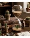 Reloj de Arena con Cactus en el Interior de Vidrio de Borosilicato