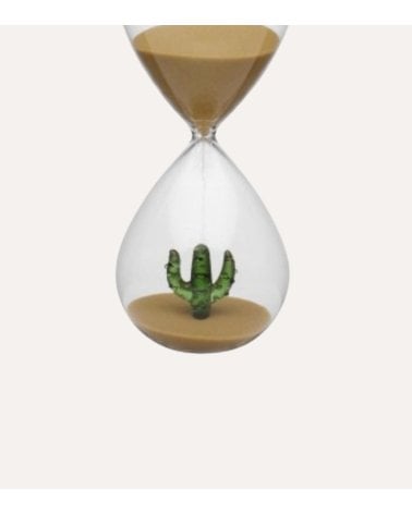 Reloj de Arena con Cactus en el Interior de Vidrio de Borosilicato