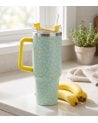 Vaso Termo Bananas con Tapa y Pajita de Acero Inoxidable