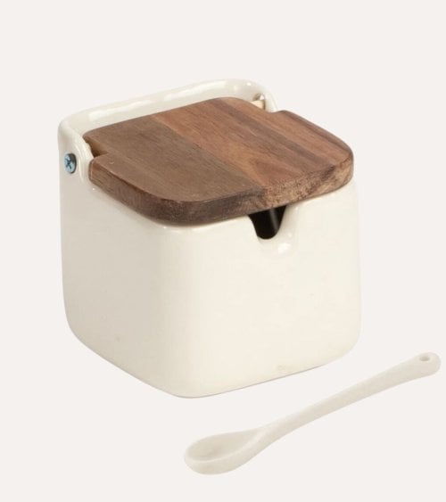 Azucarero Bois y Terre con Cuchara y Tapa de Acacia