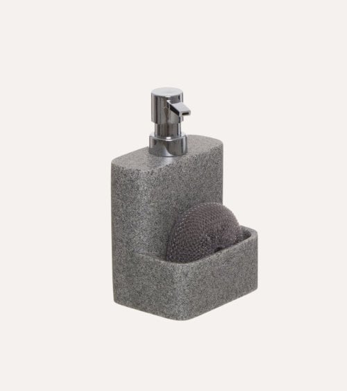 Dispensador de Jabón Rectangular de Resina con Estropajo