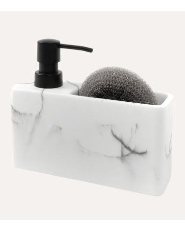 Dispensador de Jabón Estilo Marmol de Resina con Estropajo