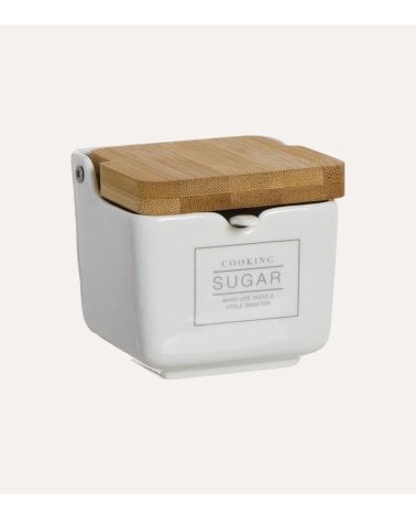 Azucarero Essential de Tapa de Bambú y Porcelana