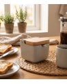 Azucarero de Cerámica con Tapa de Bambú con Cuchara