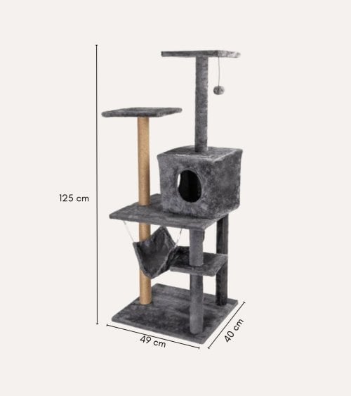 Arbol Rascador para Gatos de 5 Alturas con Hamaca de Poliester