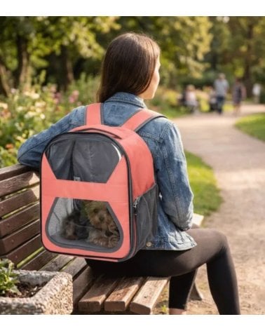 Mochila Transportin para Mascotas de Poliester y PCV