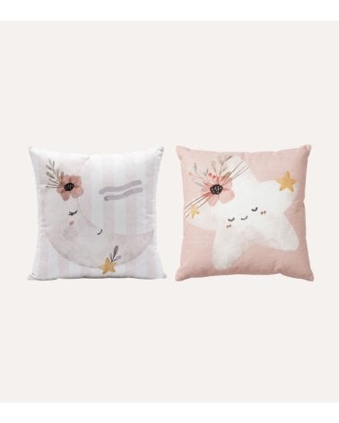 Cojin Reversible Marela de Luna y Estrella de Algodón