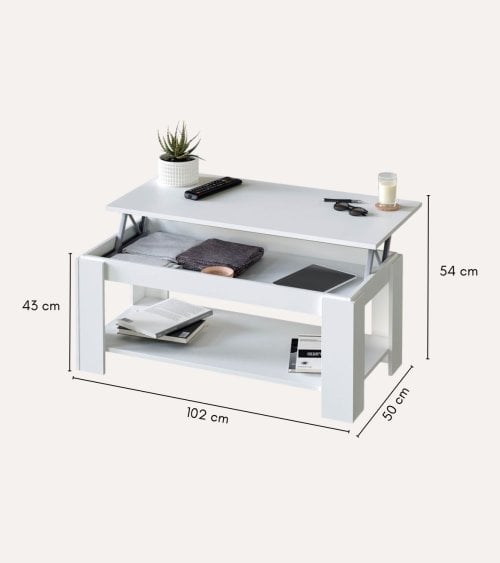 Mesa de Centro Ambit Elevable con Revistero de Melamina