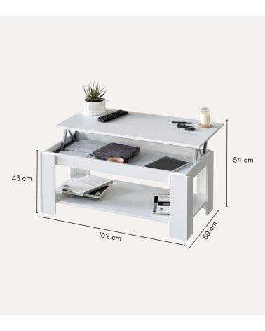 Mesa de Centro Ambit Elevable con Revistero de Melamina