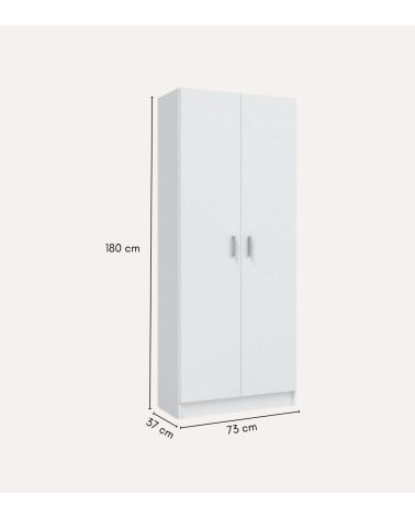 Armario Multiusos con 2 Puertas y 3 Zonas de Melamina